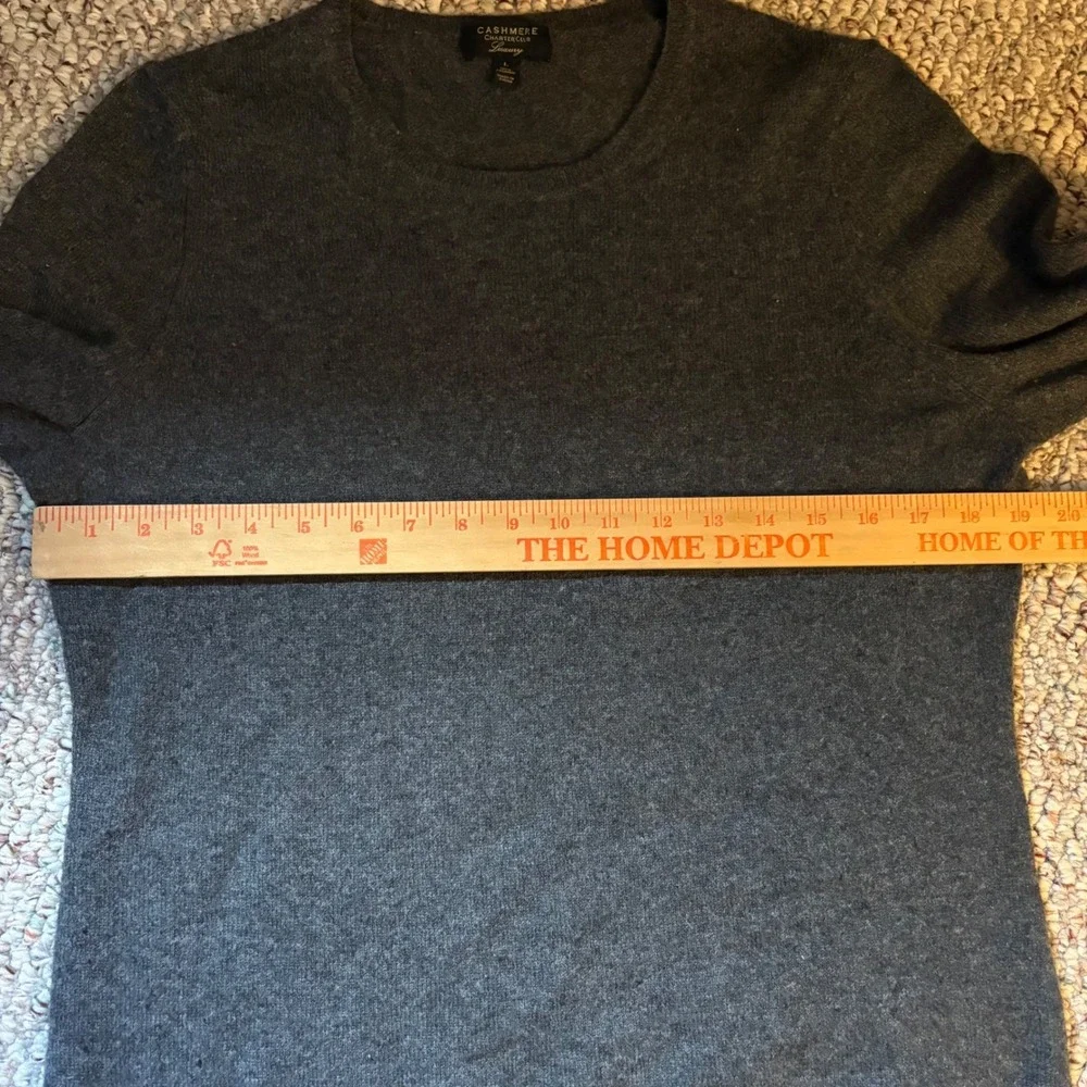 100%‎ Cashmere Charter Club Luxury Crewneck Sweater Charcoal Gray Large